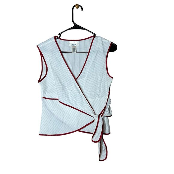 Old Navy Tops - Vintage Old Navy Y2K Stretch Pinstripe Wrap Top Size Small